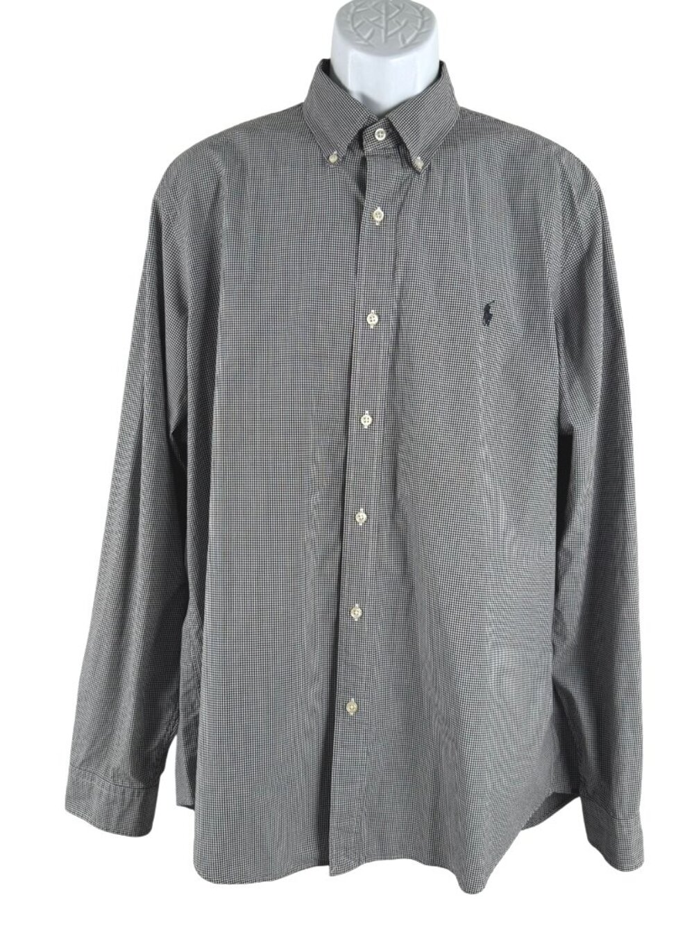 Ralph Lauren Button Down Shirt Mens XL Black White Plaid Long Sleeve TP-4037